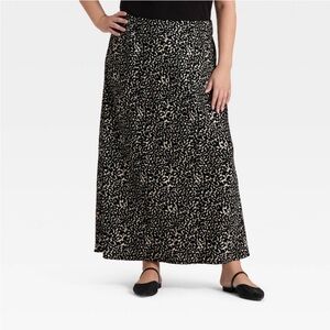 a new day Black and Cream Leopard Print Maxi Skirt